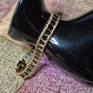 Premier Designs Gold-Tone Bracelet with Black Iridescent Beads